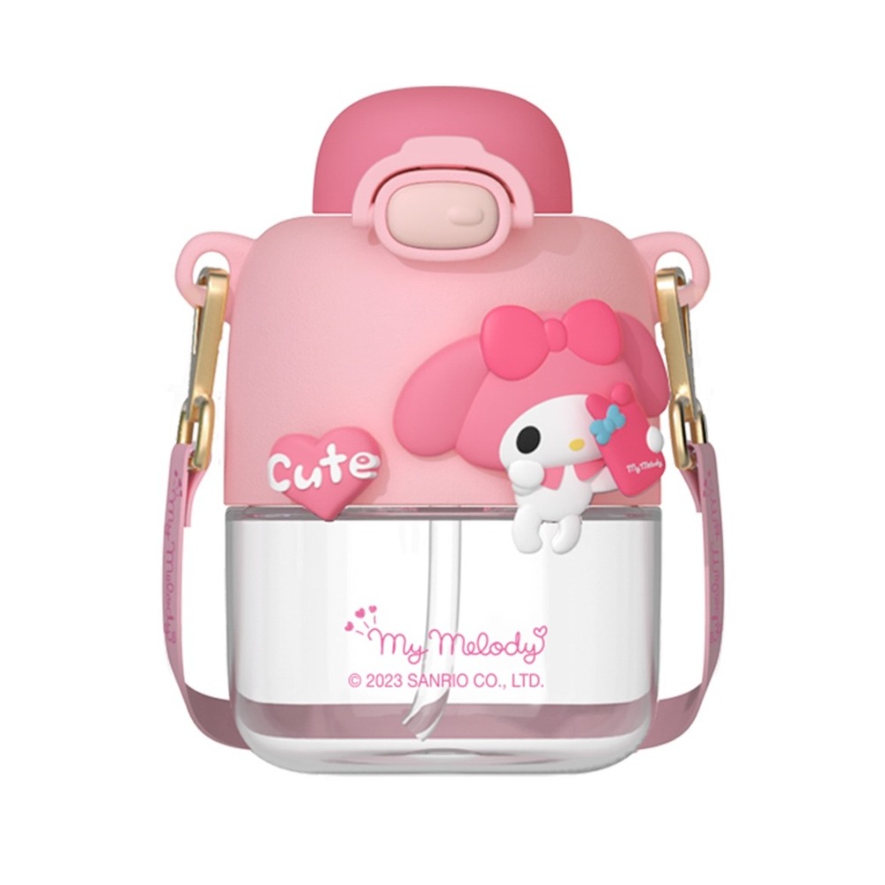 Sanrio My Melody Cinnamoroll Water Bottle Pink Strap Straw Anime Harajuku Travel